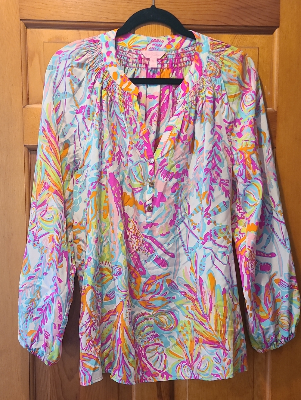 Lilly Pulitzer Multicolor Printed Long-Sleeve ELSA Peasant Top